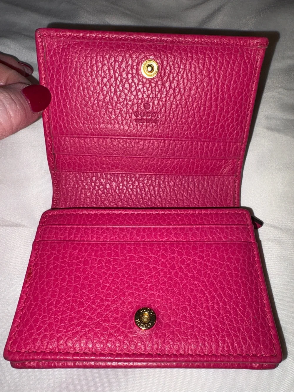 GUCCI Hot Pink Barbie Compact Wallet Pebbled Leather - Picture 3 of 8